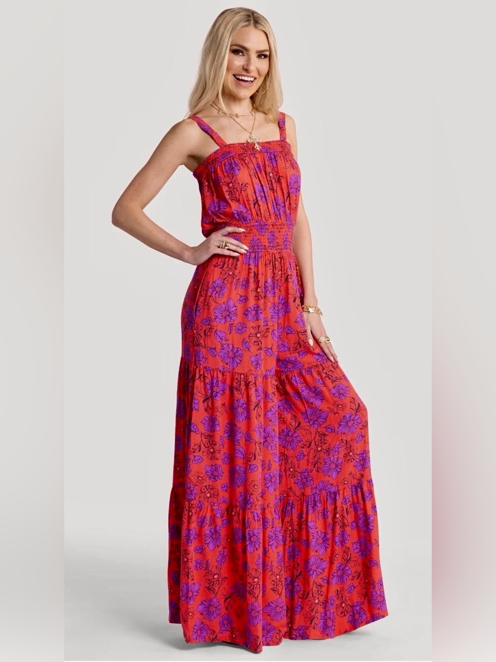 Jessica Simpson Women's Delene Smocked Wide Leg Jumpsuit - XS - Picture 5 of 9
